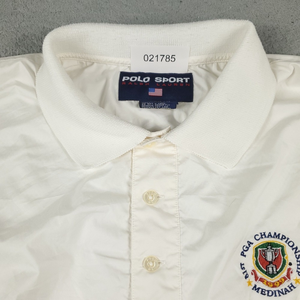 Ralph Lauren Polo Sport Sweater Mens Medium White 90s PGA Vintage Pullover Jacke - Picture 3 of 9